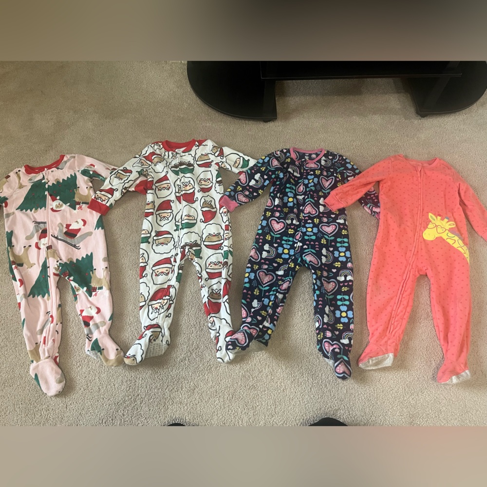 Christmas and Winter Footie Pajamas size 24 Month 2T